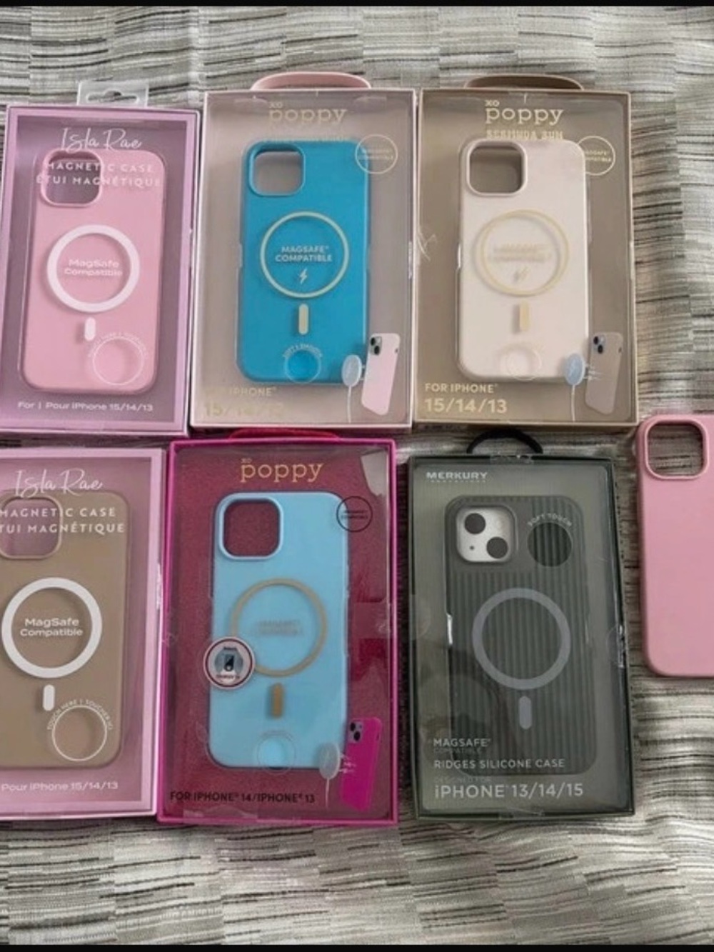 Set of 7 MagSafe Compatible 13, 14, 15 Phone Case for iPhone - Blue
